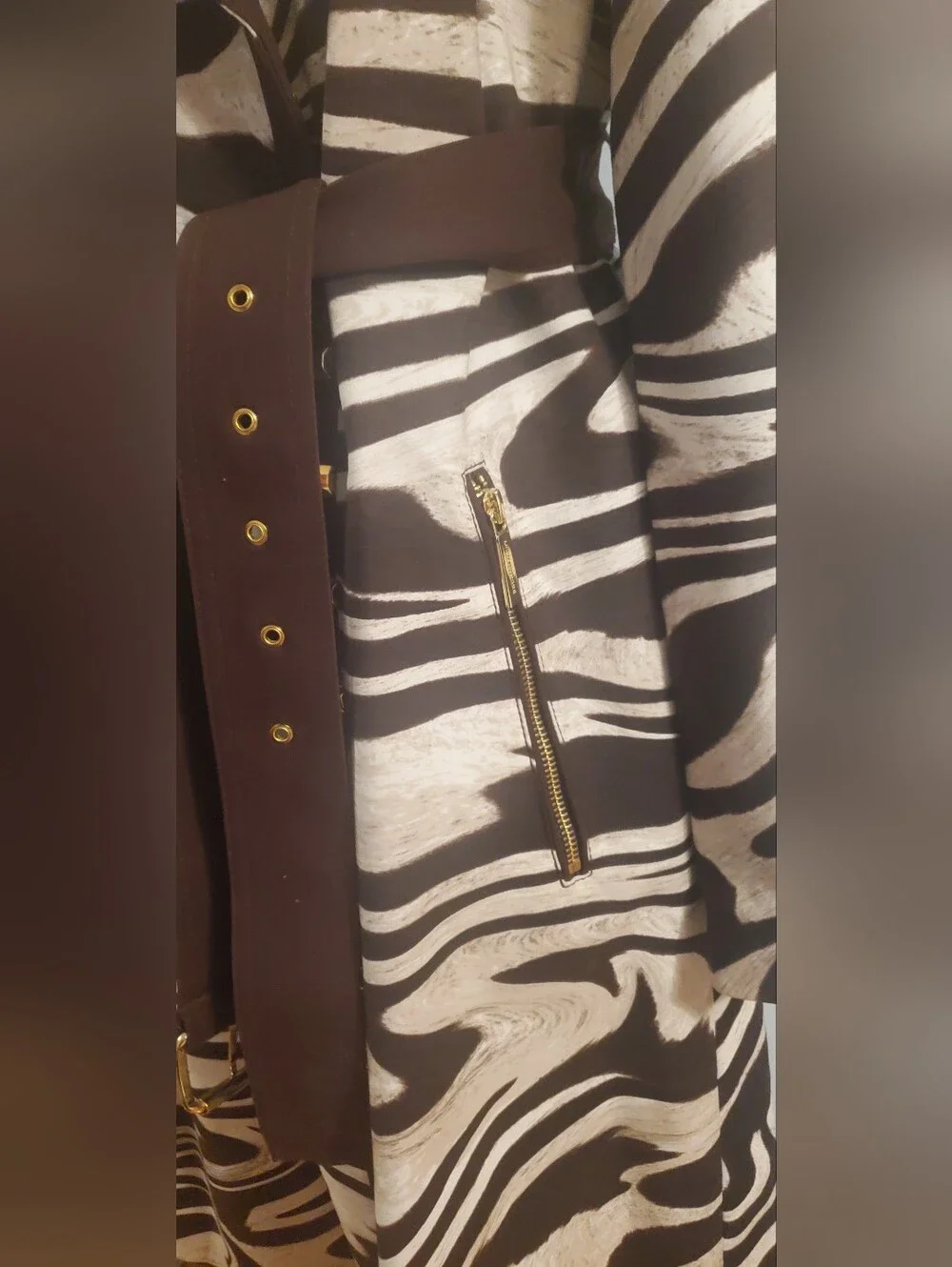 Michael Kors Chocolate Brown Lined Coat with Gold Hardware - Picture 6 of 12